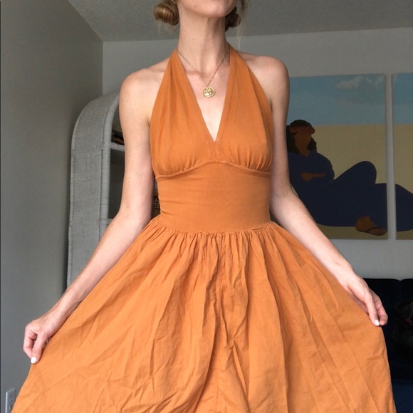 Vintage Dresses & Skirts - 90’s Burnt Orange Halter Dress